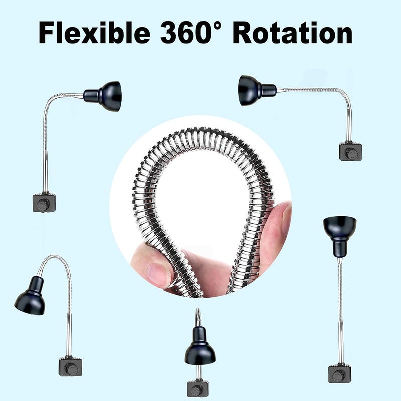PewinGo Reptile Heat Lamp, Lamp for Aquarium Turtle Tank with 25w+50w Basking Spot Light Bulbs and 360° Swivel Clamp for Turtle, Snake, Lizard, Cockatoo, Chameleon Etc, Yellow - Image 3